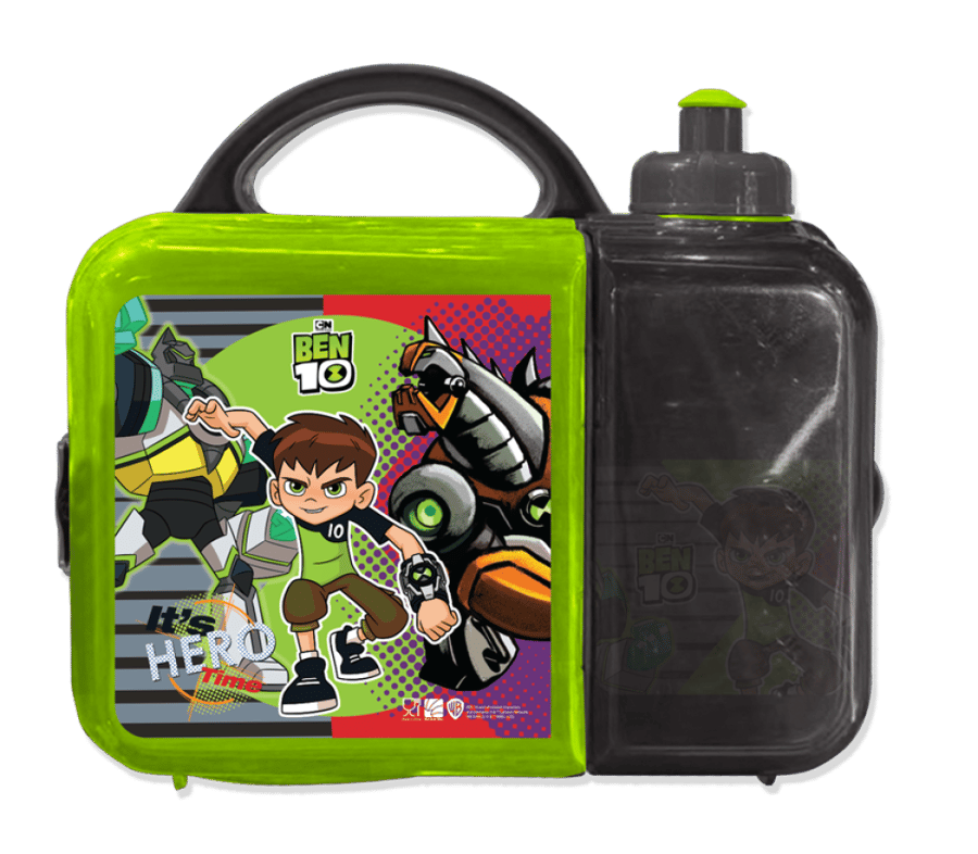 Ben Ten set with water bottle and lunch box – superhero set for boys at school, sports, and travel