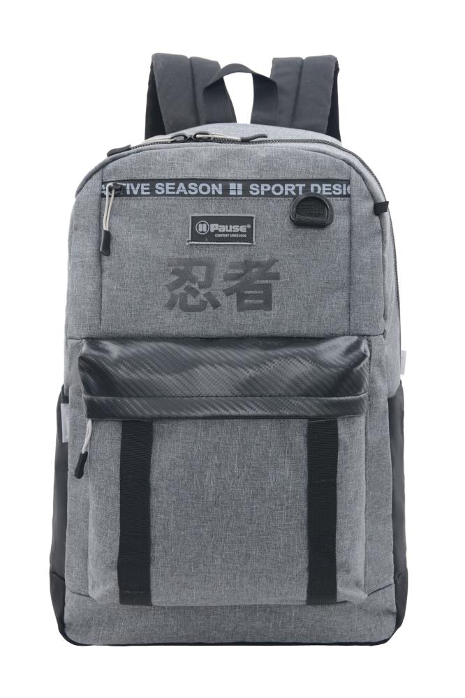 Bag backpack 17.5 inches with striped gray and black