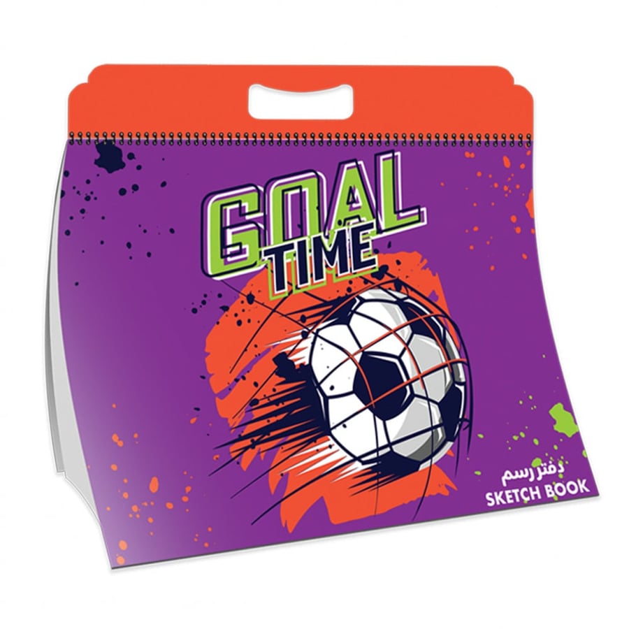 Spiral football drawing notebook (252x185 mm), 15 small pages, plastic cover, for drawing, coloring, and writing