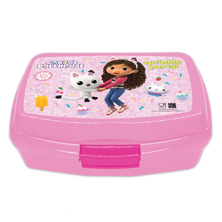 Gabby dollhouse plastic lunchbox for children, spacious and durable, multi-purpose, for school, picnics, travel, and camping meals - pink