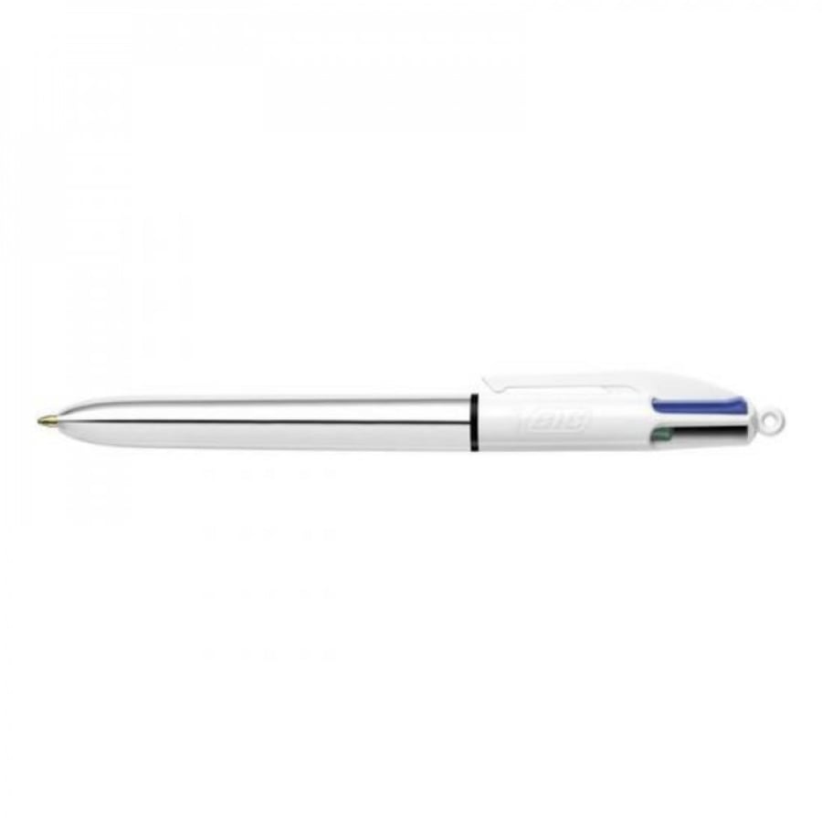 بيك- باكيت قلم جاف فضي لامع 4 ألوان في 1- 12 قلم  Bic Ballpoint Pen