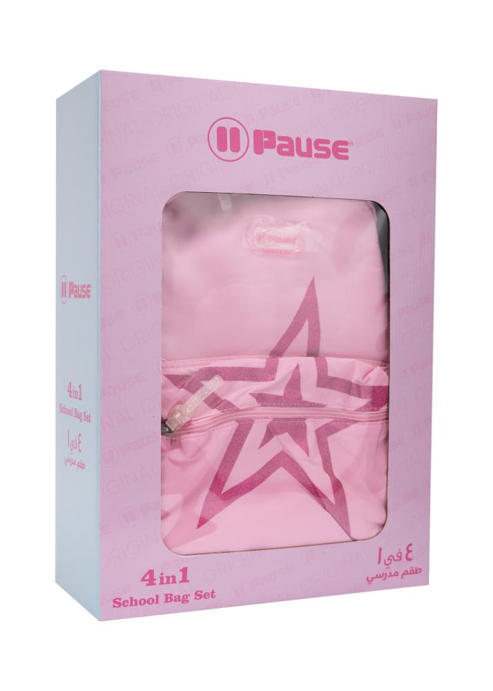4 in 1 17-inch backpack set – pink stars