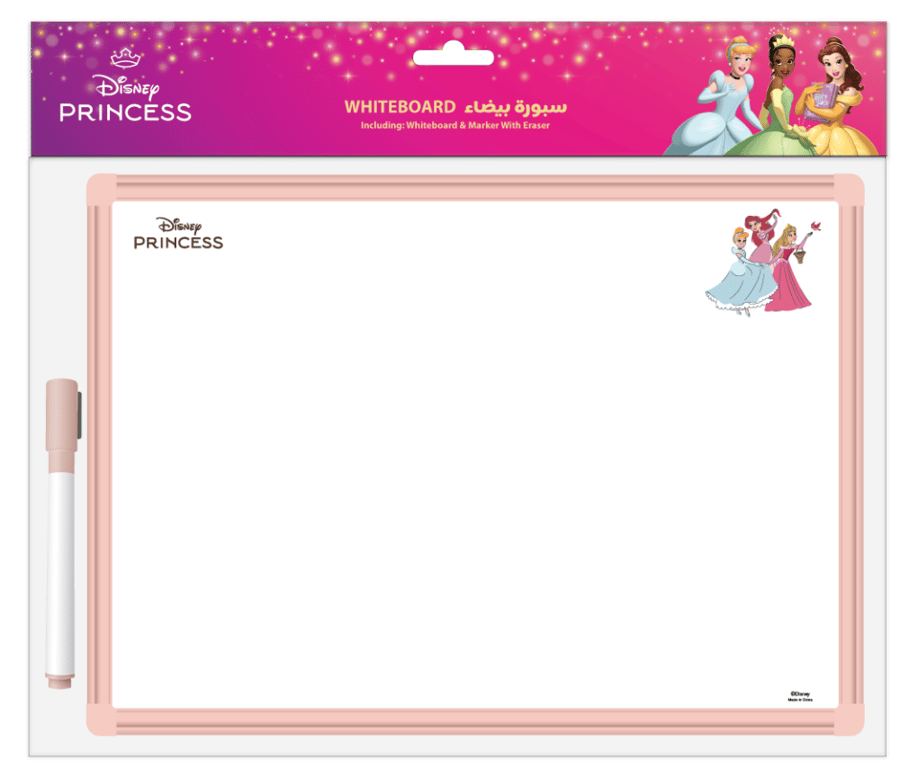 سبورة بيضاء A4 من الأميرة (PRINCESS) – تصميم ملكي – مثالية للمدرسة والمنزل والمكتب