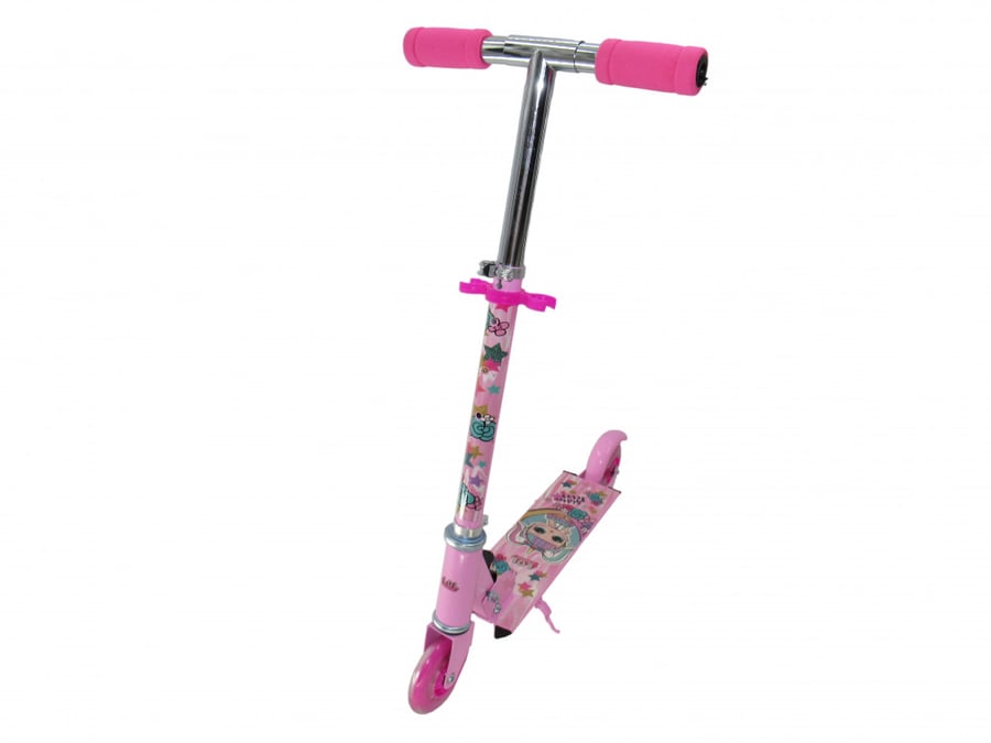 Loul scooter with two wheels for children, scooter with foot brake, suitable for indoor and outdoor use, a suitable gift for Loul lovers - pink