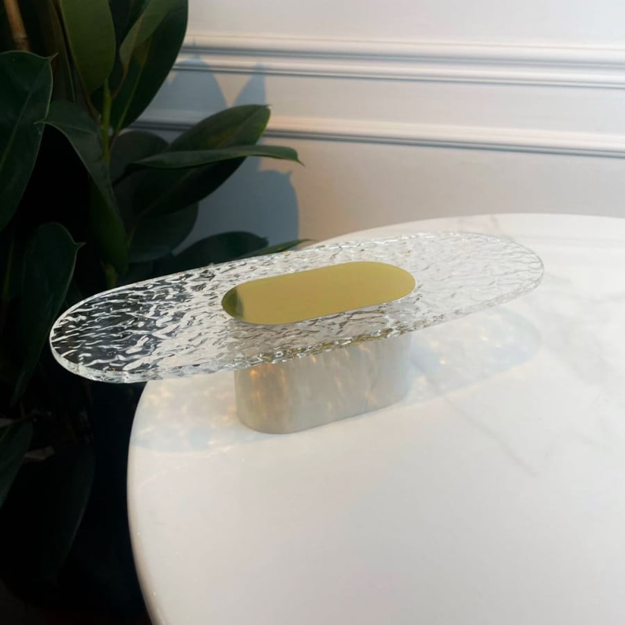 Acrylic display with marble base