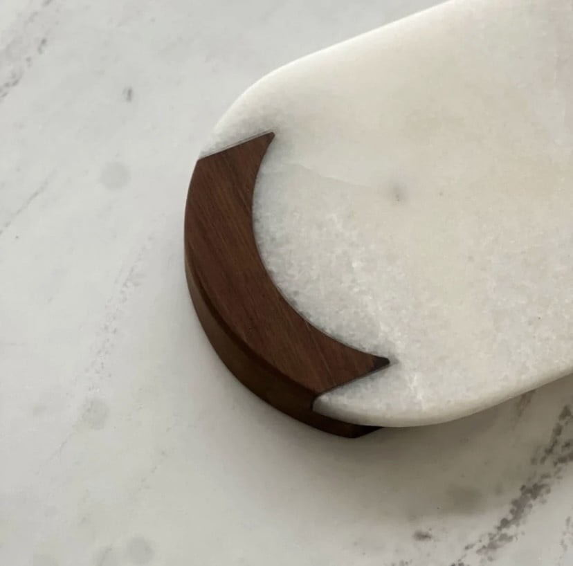 Marble base with wooden edges