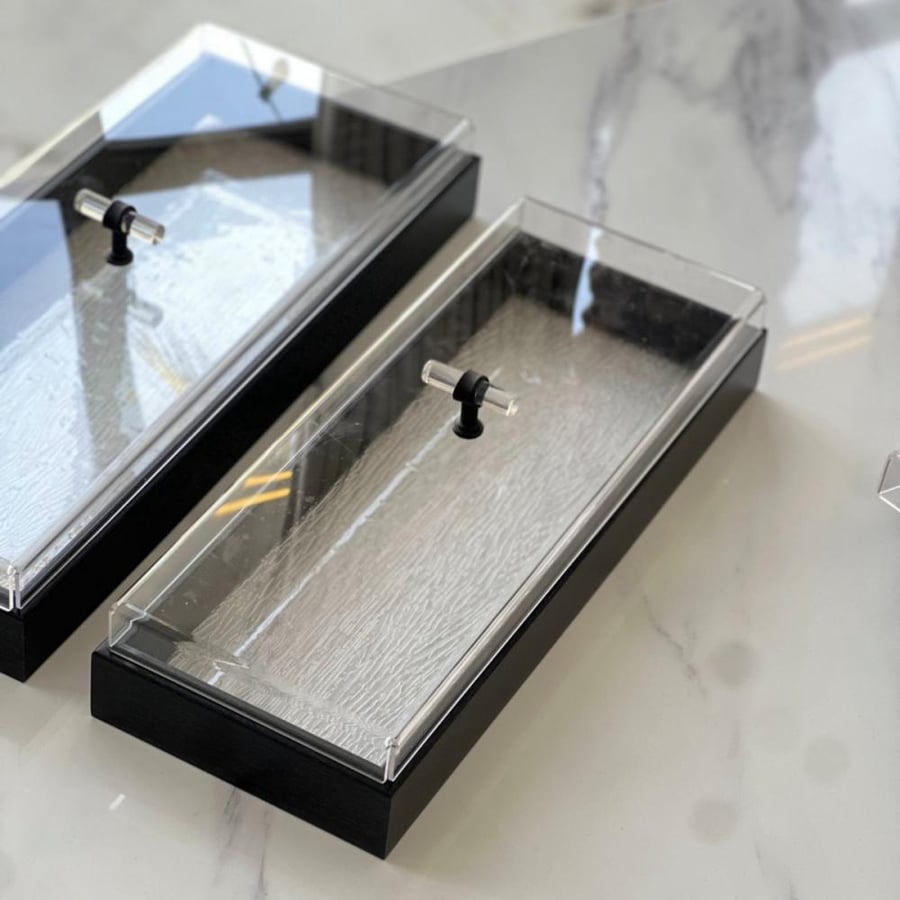 Wooden tray with acrylic cover