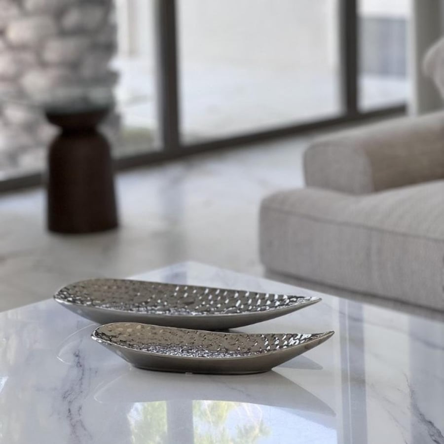 Silver ceramic coaster