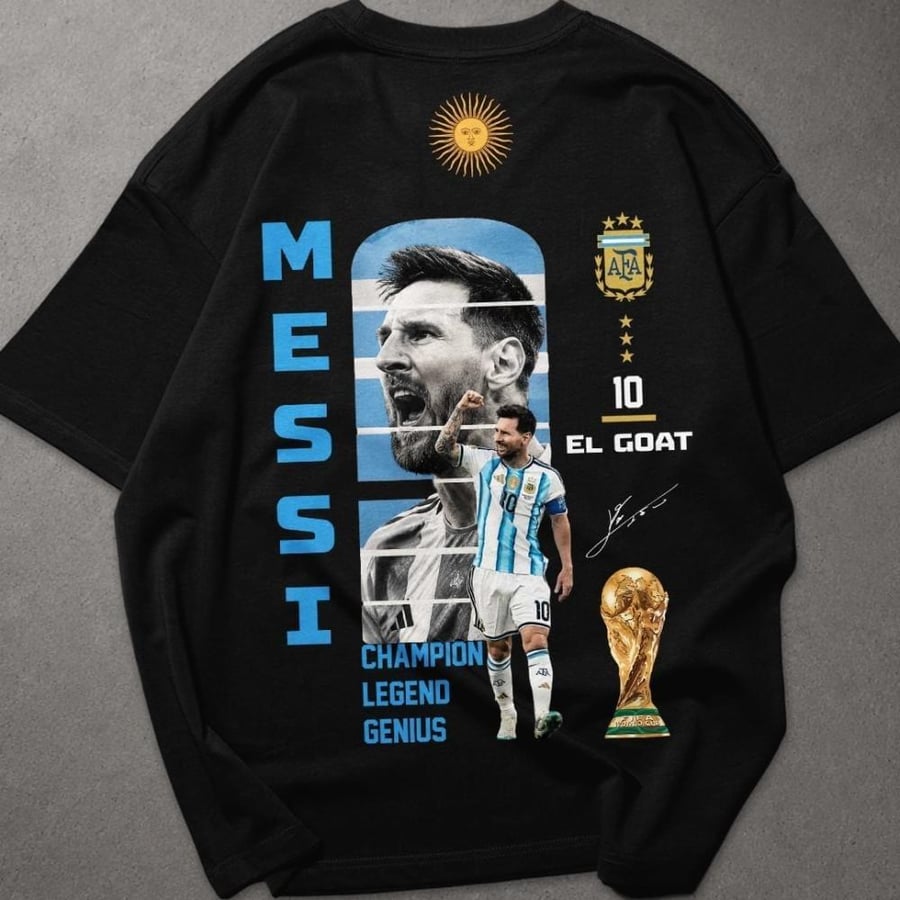 T-shirt The G.O.A.T Messi- الجديد LAXEN