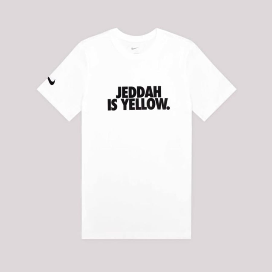تيشرت نادي الاتحاد الأبيض تصميم Jeddah Is Yellow LAXEN