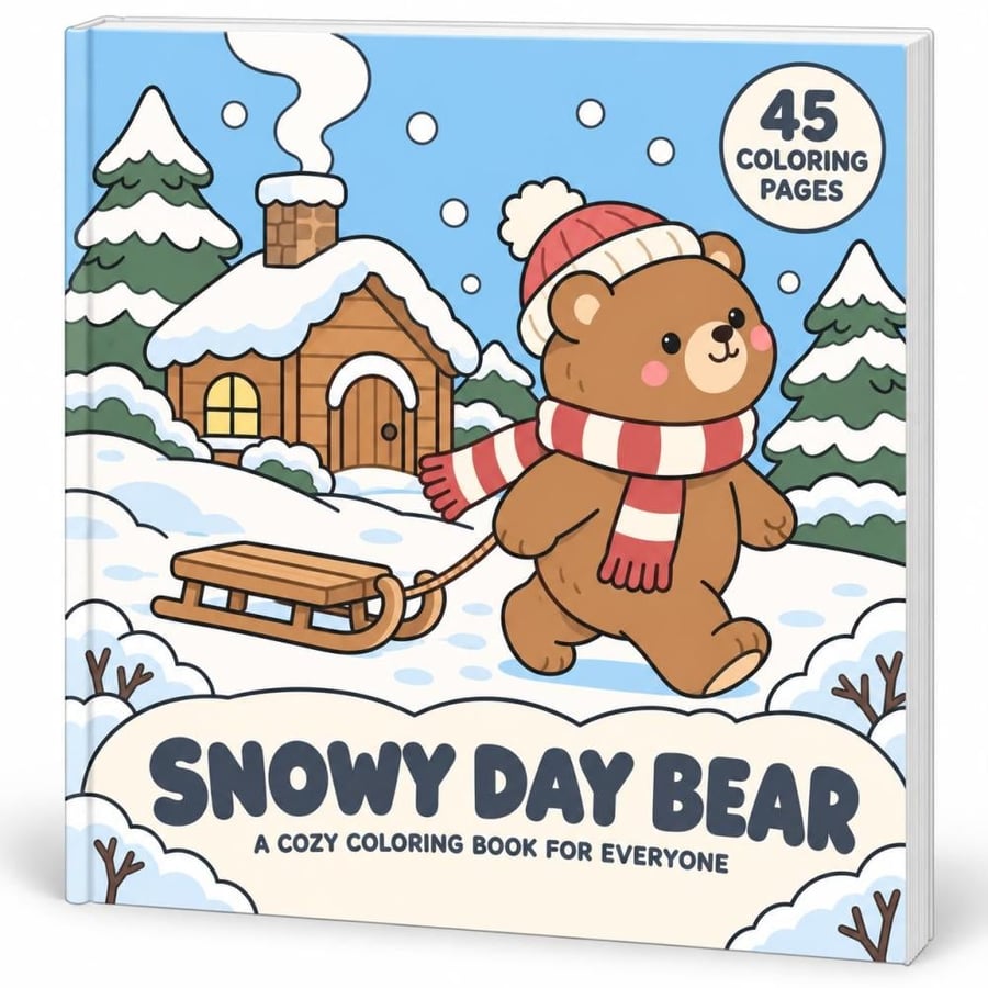 دفتر تلوين Snowy Day Bear