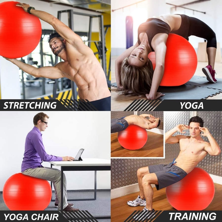 كرة يوجا من  ARTFit  كرة توزن كرة علاج طبيعي كلاسيكية حمراء ثبات، مضادة للانفجار، مناسبة للحوامل والمولودين