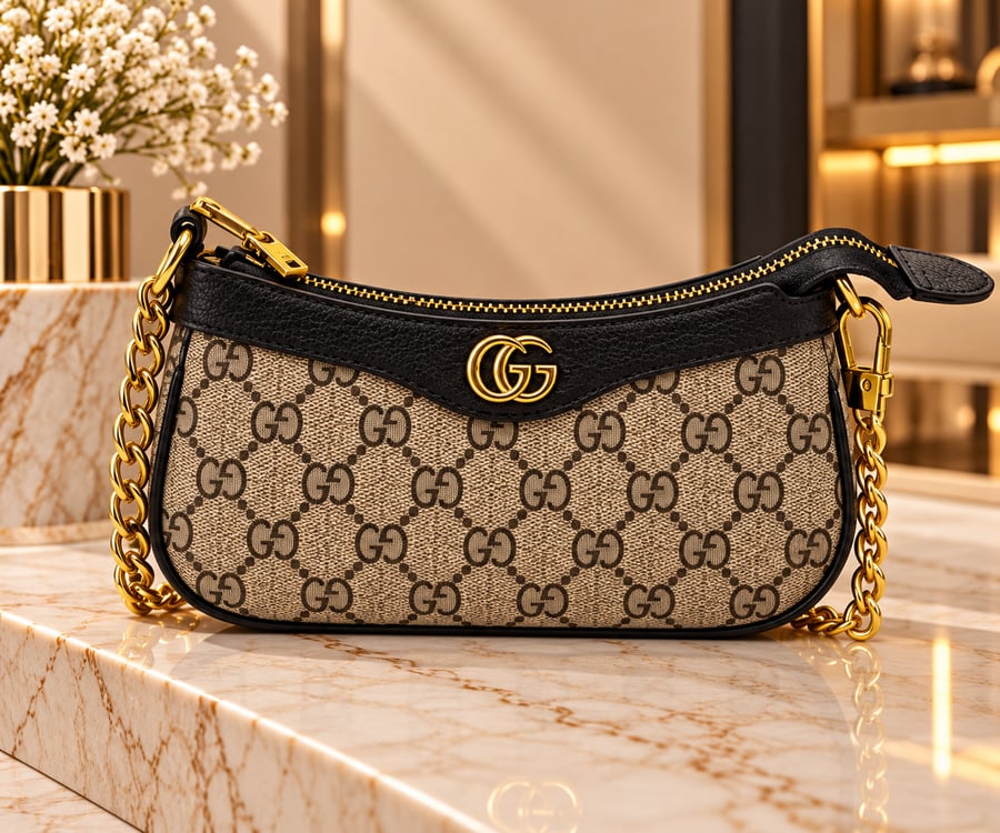 شنطة كتف صغيرة GUCC - بيج أسود