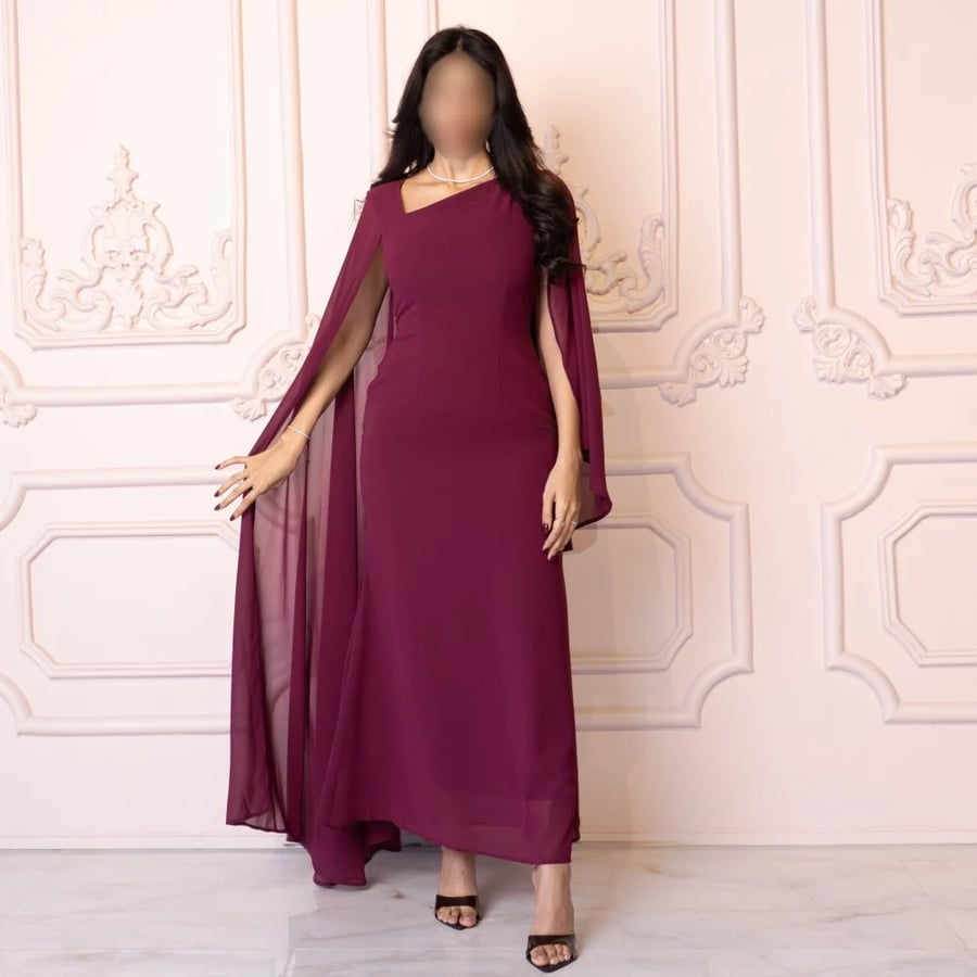 فستان كيب عنابي