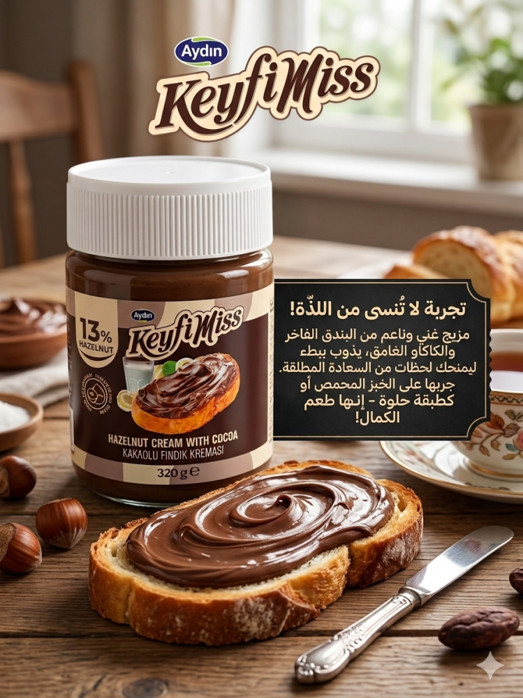 كريمة البندق التركية بالكاكاو غنية بالقوام اللذيذ - تركي مستورد.