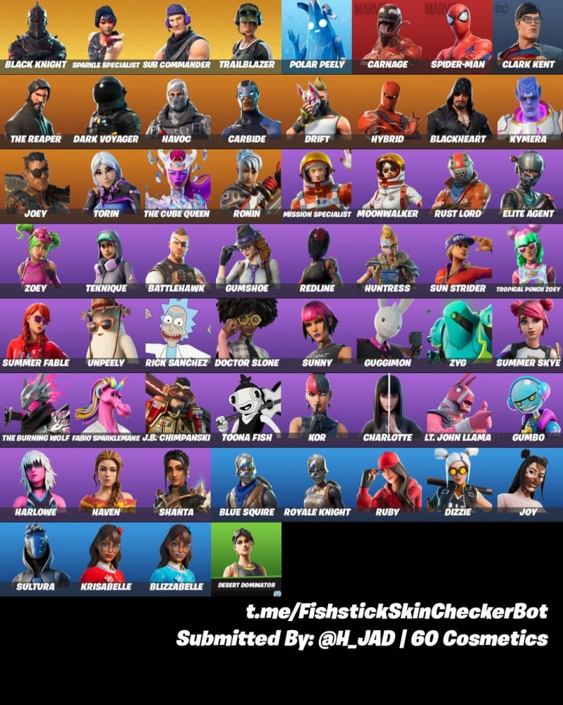حساب فورتنايت شيطون سكنات التوتش السيزن الثالث 60سكن اساسي