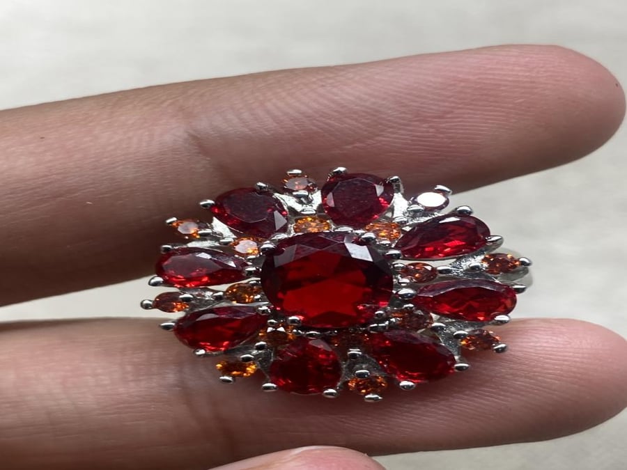 خاتم قارنت فضه 925 مقاس ١٧ عربي