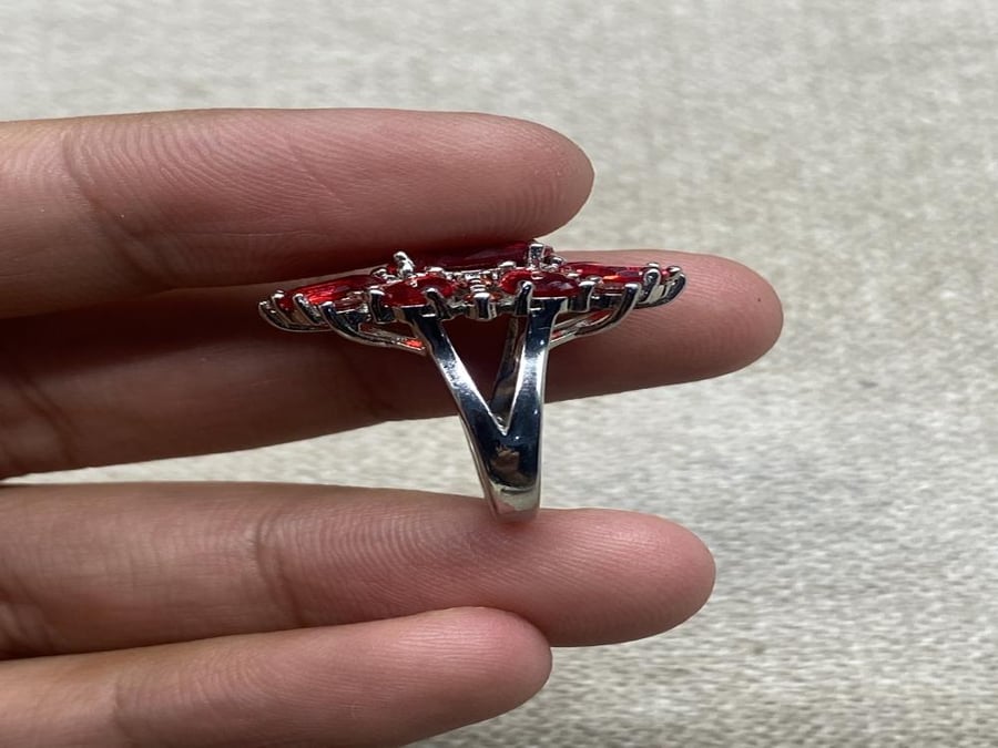 خاتم قارنت فضه 925 مقاس ١٧ عربي