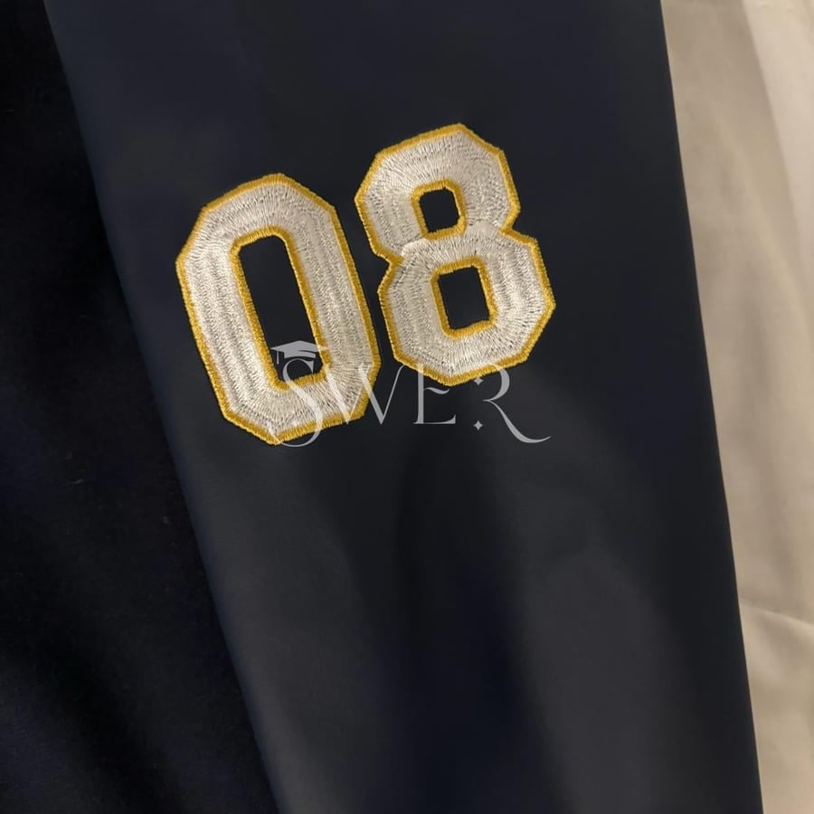 Senior jacket beige black with navy blue sleeves