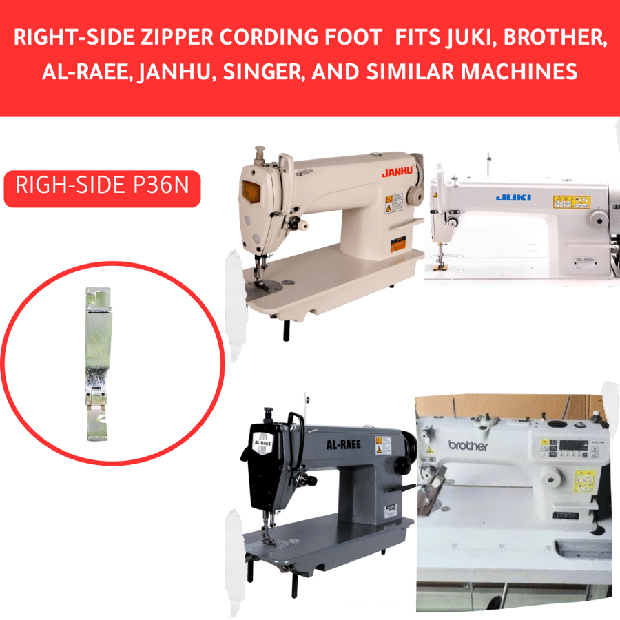 Industrial Sewing Machine Narrow Right-Hinged Zipper Cording Foot Set c