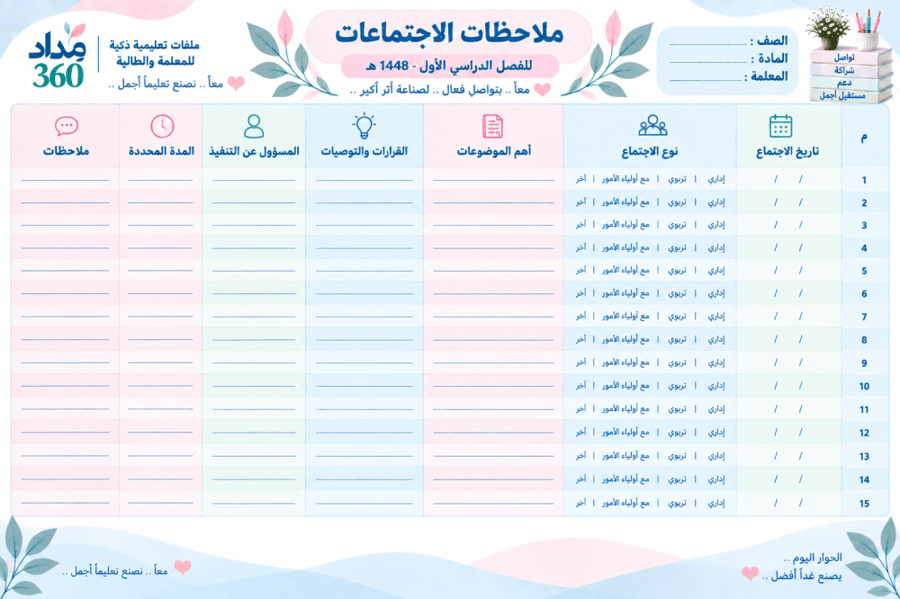 ملف الإنجاز للمعلمة