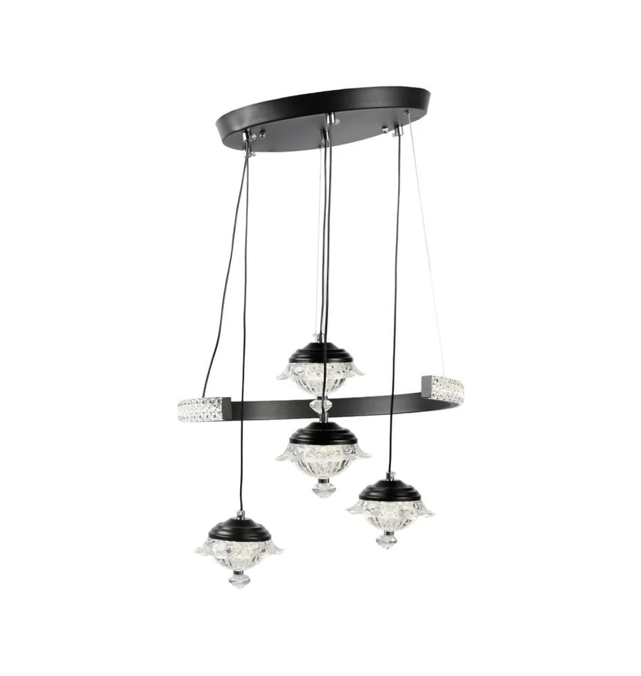 Modern chandelier black crystal with spiral design with remote control