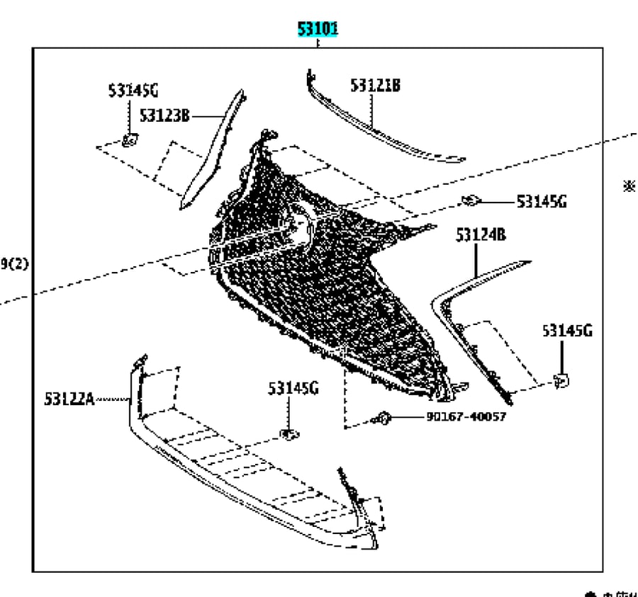 شبك كبوت كامل (بكاميرا)  ES 350  2022-2024