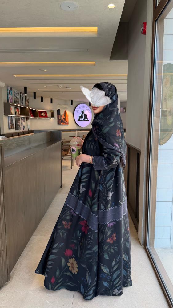 عباية شيفون أسود #189