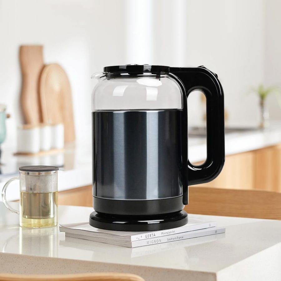 Electric glass kettle from Home Master with external stainless steel frame – capacity 1.8 liters – power 1500 watts model HM-622