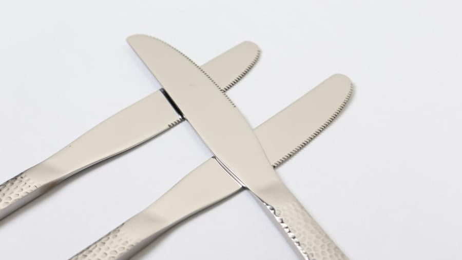 Stainless steel kitchen knife set with a modern design consisting of 6 pieces