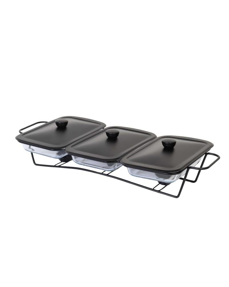 Glass buffet heater divided