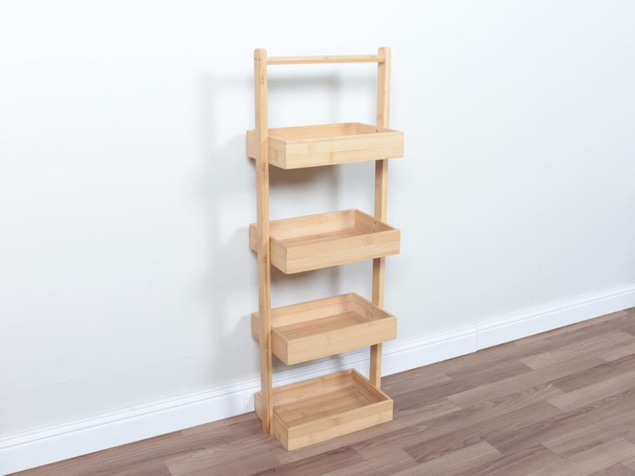رف تخزين خيزران عصري بأربعة أرفف