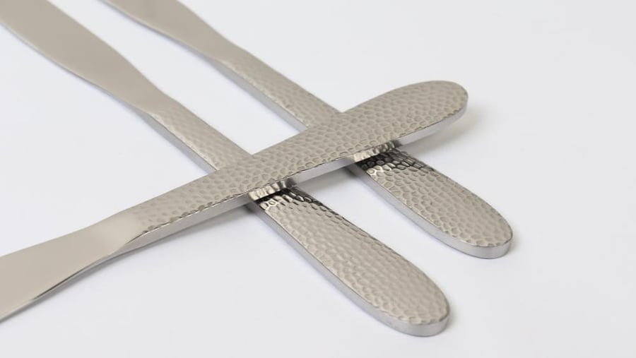 Stainless steel kitchen knife set with a modern design consisting of 6 pieces