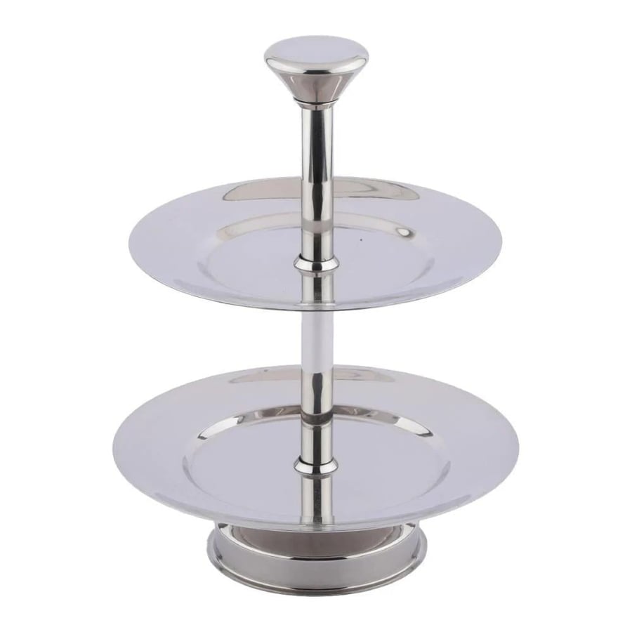 Silver presentation stand with two tiers