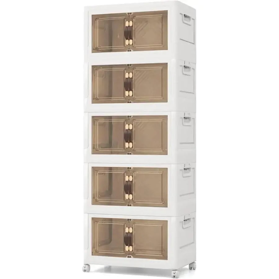 Multi-purpose plastic storage cabinet with five shelves