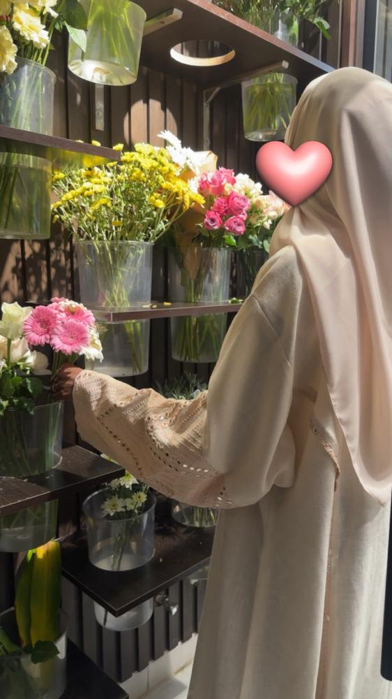 عباية فلور كتان لنن