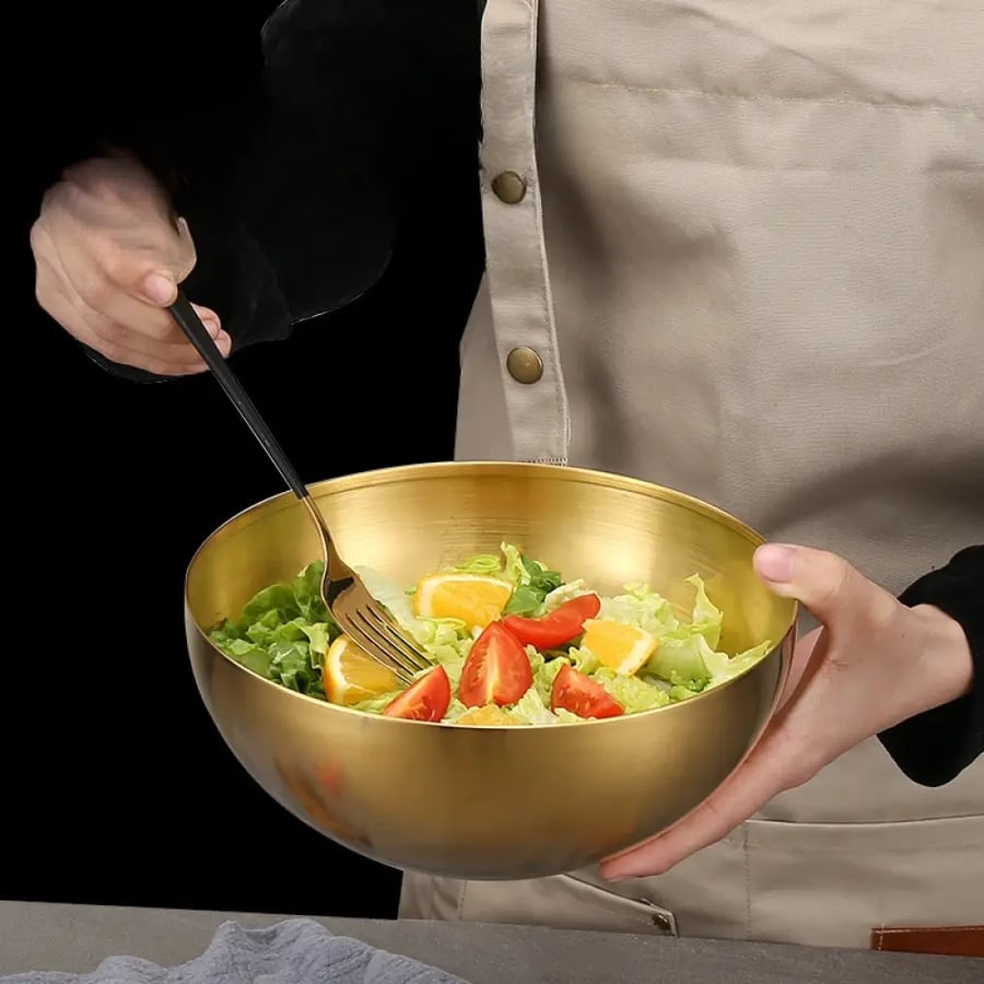 وعاء ستانلس ذهبي كبير 20×9 سم للأرز والشوربة والسلطة