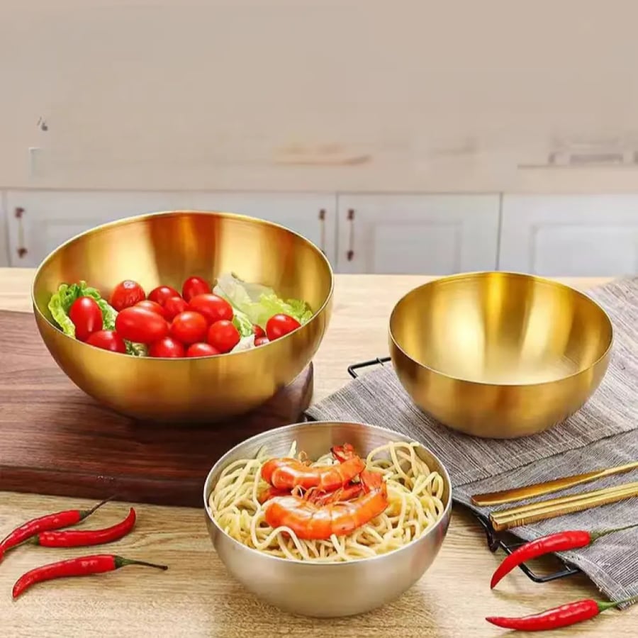 وعاء ستانلس ذهبي كبير 20×9 سم للأرز والشوربة والسلطة