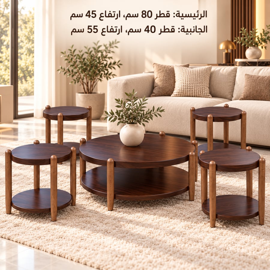 طقم طاولات دائري من 5 قطع