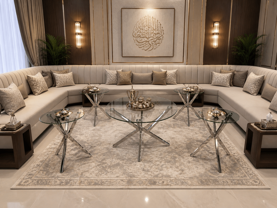 طقم طاولات ضيافة زجاجية مودرن
