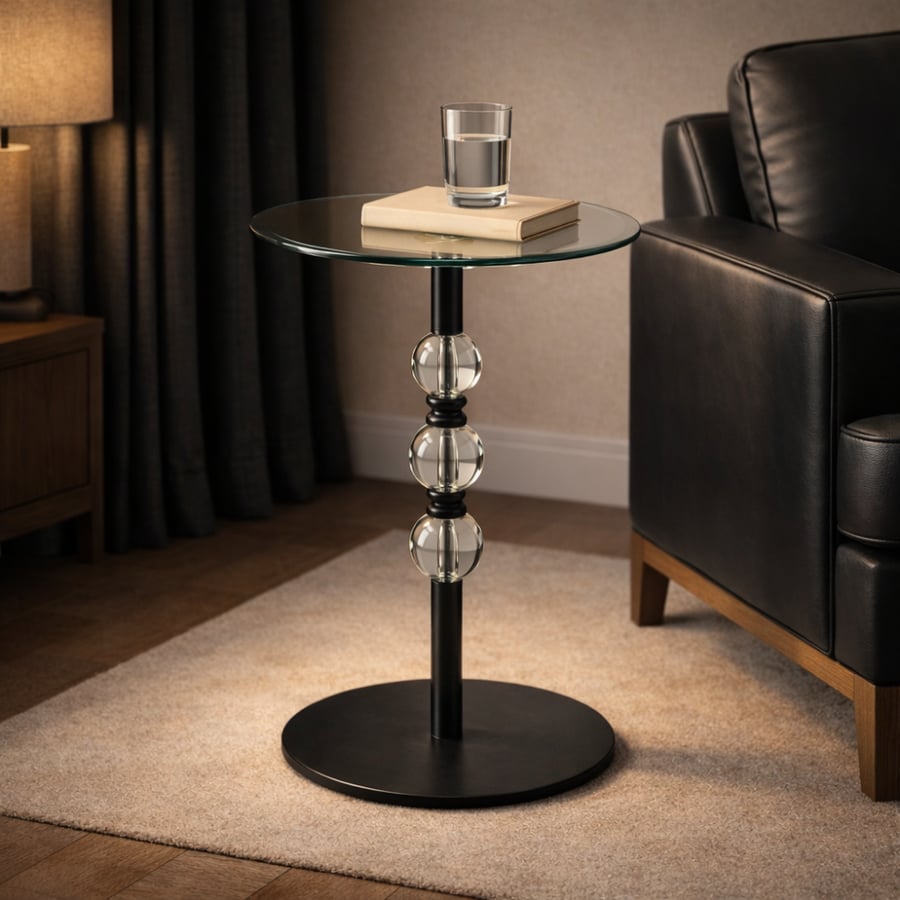 A luxurious modern design glass side table