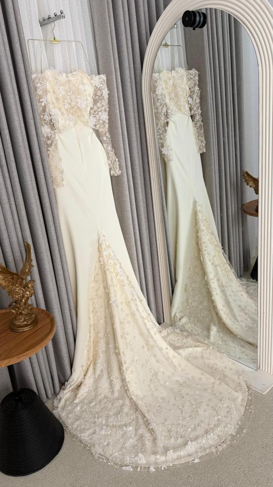 Collection evening information fabric: original Barbie fabric + luxurious rose evening fabric + lining colors: beige dress.