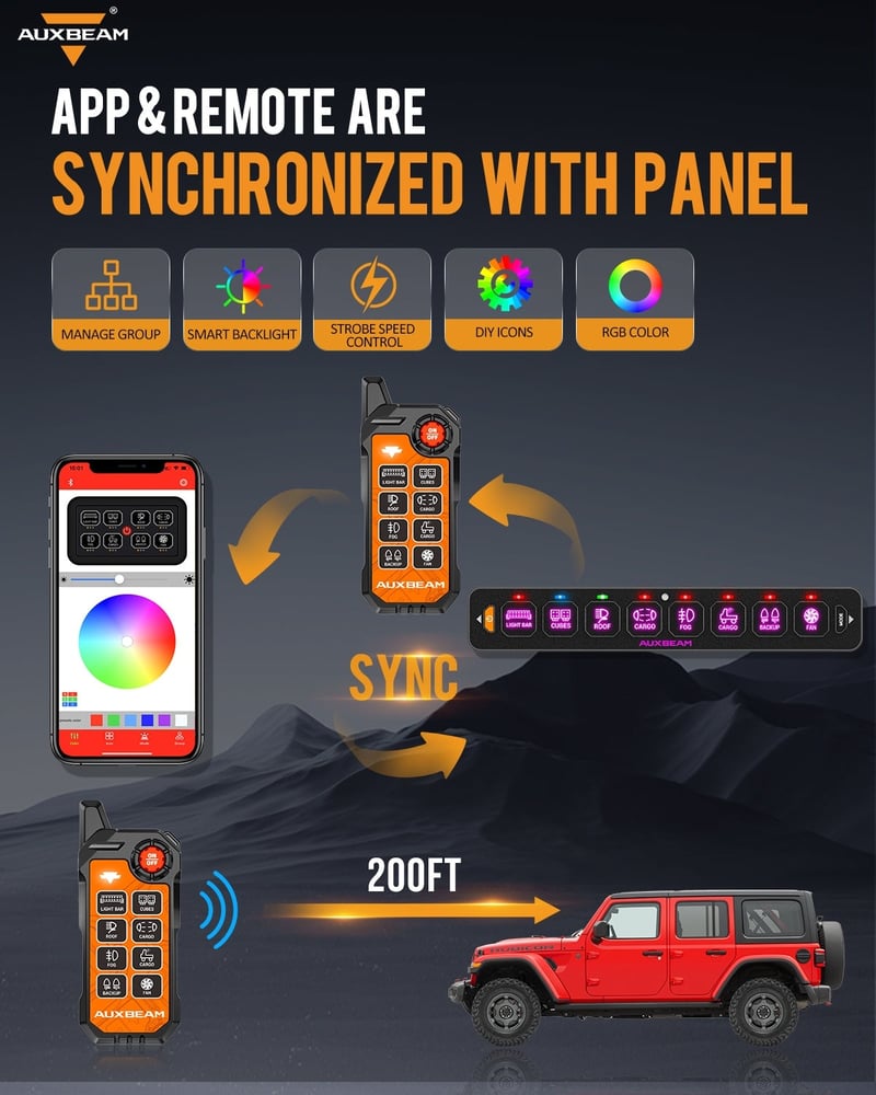 Switch panel سويتش 8 مفاتيح تدعم البراقات و البلوتوث و ريموت تحكم عن بعد