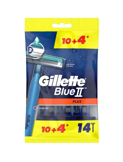 جيليت Gillette Blue 2 Plus شفرات حلاقة للرجال – 10+4 عبوة