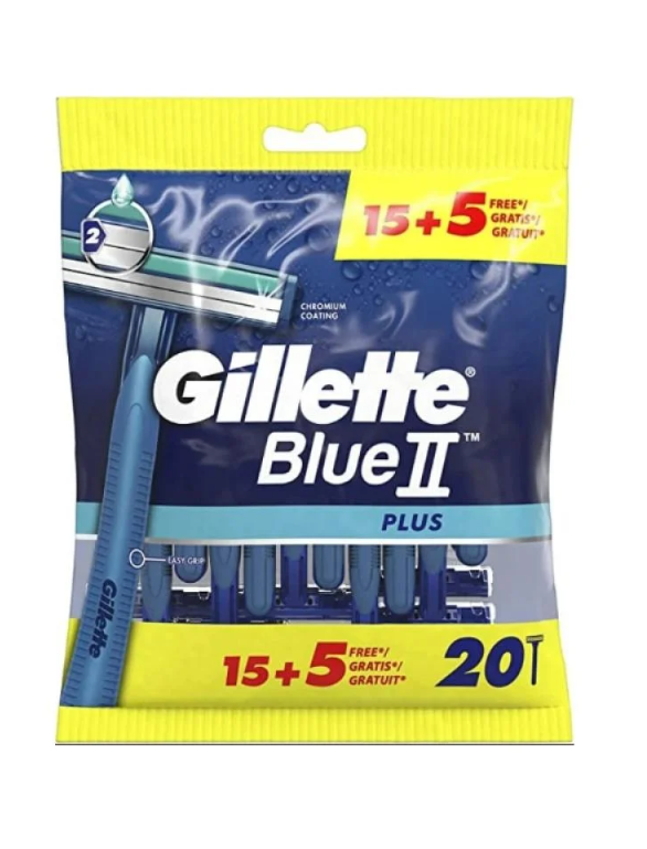 جيليت Gillette Blue 2 Plus شفرات حلاقة للرجال – عبوة 15+5 قطع