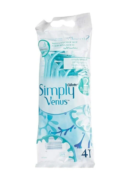جيليت فينوس Gillette Venus سيمبلي Simply ماكينة حلاقة نسائية بشفرتين – 4 قطع