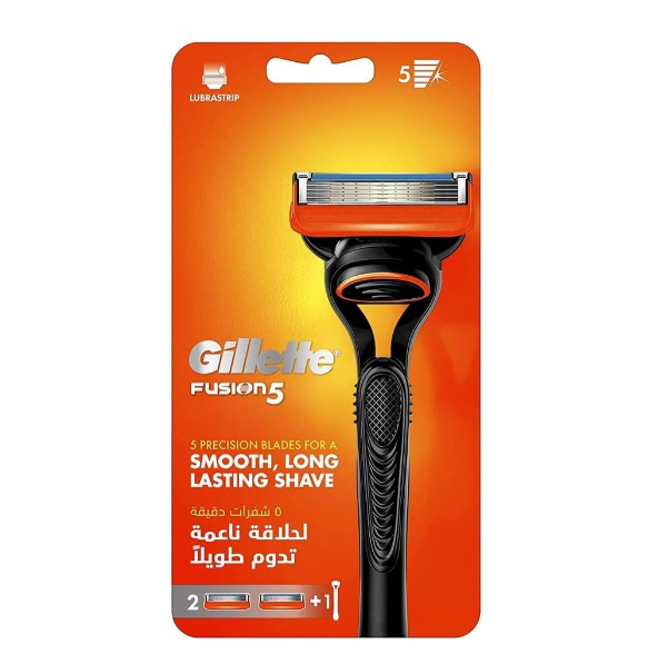 جيليت Gillette فيوجن 5 Fusion5 ماكينة حلاقة يدوية بمقبض + عبوتين شفرات إعادة تعبئة