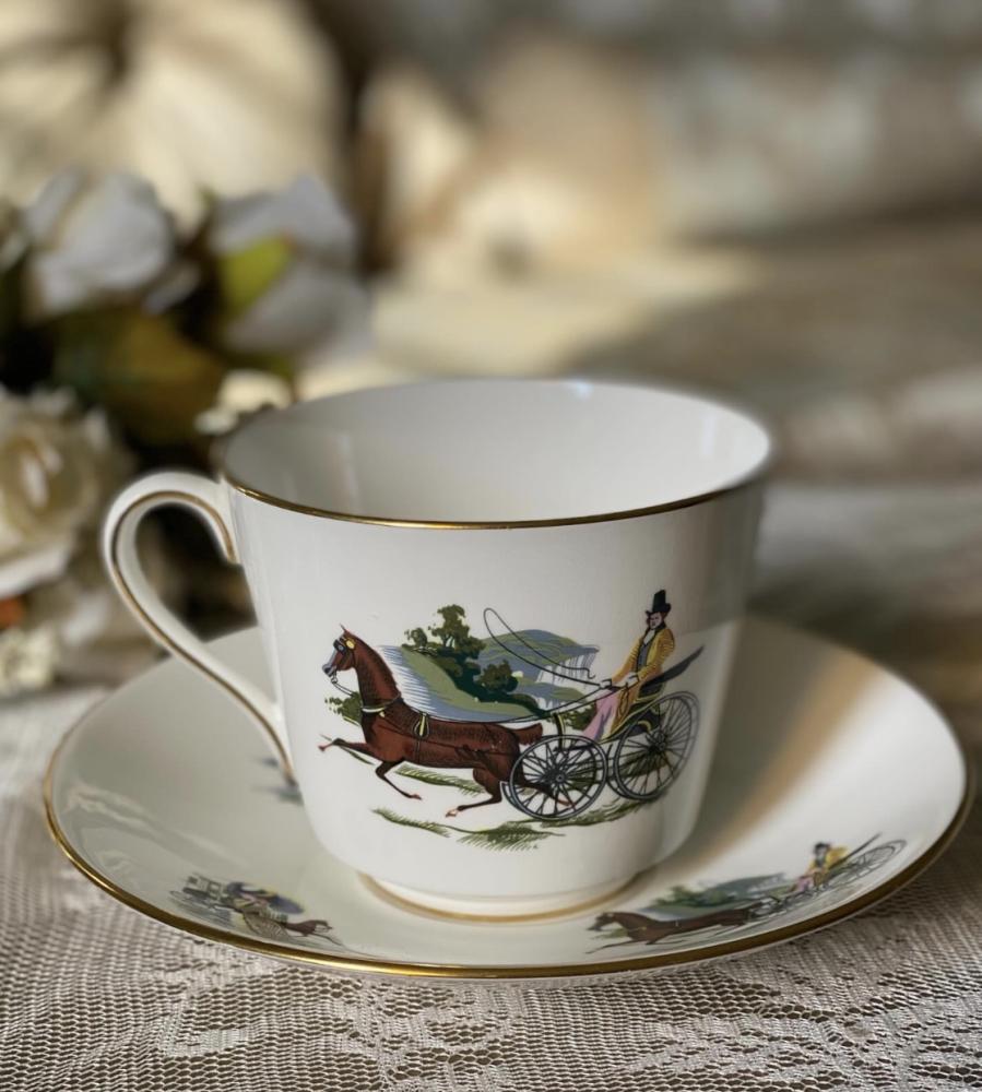 Extra Large Horse & Cart Design Display Tea Cup & Saucer by Hammersley & Co.