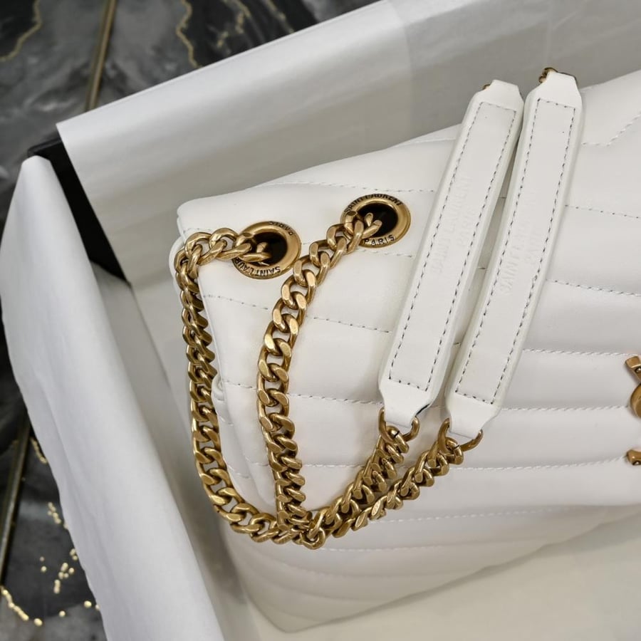 YSL LouLou Large White Gold