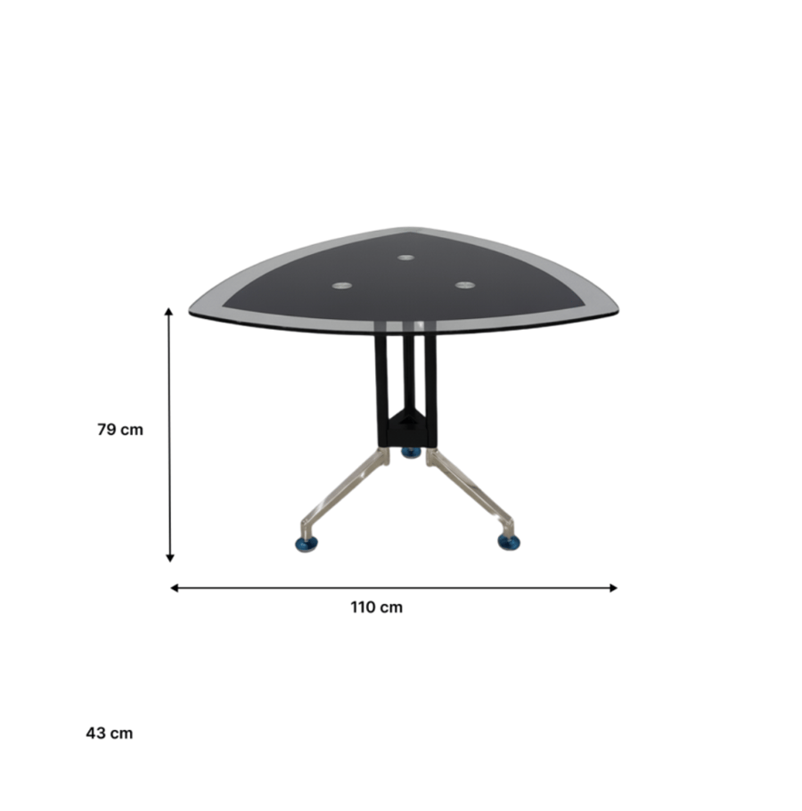 Triangular meeting table with modern design – iron base with stainless steel legs